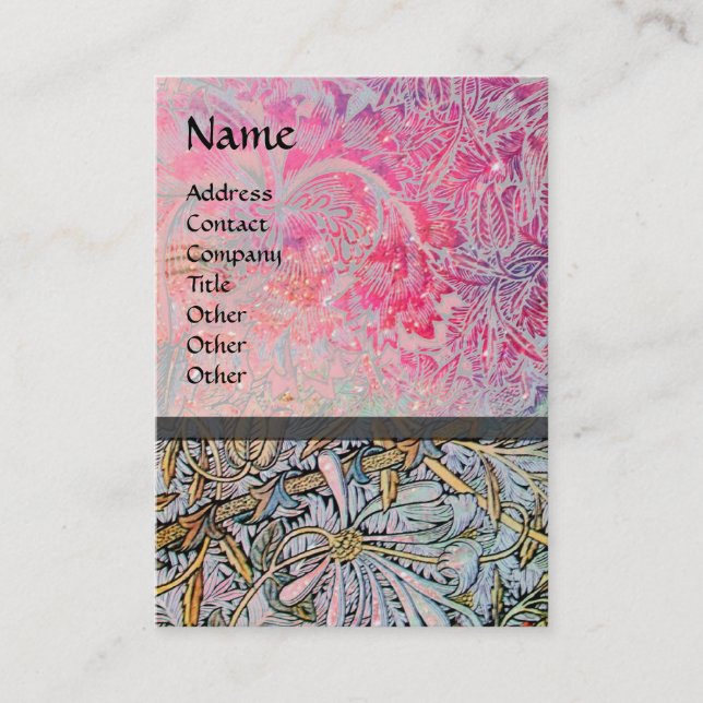 HONEYSUCKLE ,yellow,pink red white brown Business Card (Front)