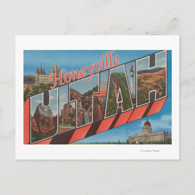 Honeyville, Utah - Large Letter Scenes Postcard (Front)