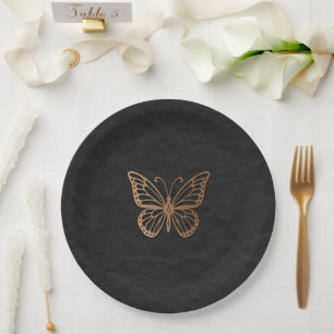 Honeywind Brown Black Boho Butterfly Party Paper Plate