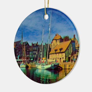 HONFLEUR - docking - old pier - panorama Ceramic Tree Decoration