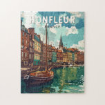 Honfleur France Travel Art Vintage Jigsaw Puzzle<br><div class="desc">Honfleur retro vector travel design. Honfleur is a city in the department of Calvados,  in northern France's Normandy region. It's on the estuary where the Seine river meets the English Channel.</div>