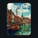Honfleur France Travel Art Vintage Magnet<br><div class="desc">Honfleur retro vector travel design. Honfleur is a city in the department of Calvados,  in northern France's Normandy region. It's on the estuary where the Seine river meets the English Channel.</div>