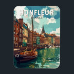 Honfleur France Travel Art Vintage Magnet<br><div class="desc">Honfleur retro vector travel design. Honfleur is a city in the department of Calvados,  in northern France's Normandy region. It's on the estuary where the Seine river meets the English Channel.</div>