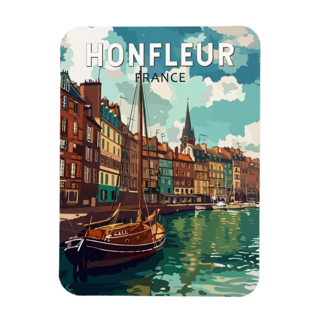 Honfleur France Travel Art Vintage Magnet (Vertical)