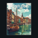 Honfleur France Travel Art Vintage Postcard<br><div class="desc">Honfleur retro vector travel design. Honfleur is a city in the department of Calvados,  in northern France's Normandy region. It's on the estuary where the Seine river meets the English Channel.</div>