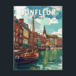 Honfleur France Travel Art Vintage Postcard<br><div class="desc">Honfleur retro vector travel design. Honfleur is a city in the department of Calvados,  in northern France's Normandy region. It's on the estuary where the Seine river meets the English Channel.</div>