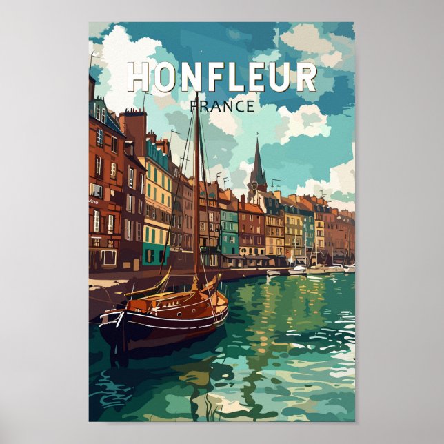Honfleur France Travel Art Vintage Poster (Front)