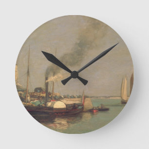 Honfleur. La Jetee, 1854-57 (oil on panel) Round Clock