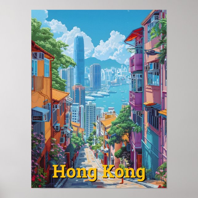 Hong Kong China Art Vintage Travel  Poster (Front)