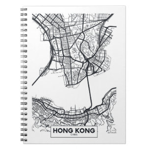 Hong Kong, China Black and White City Map Notebook