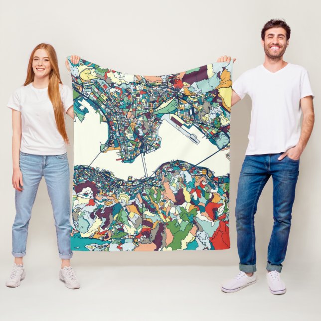 Hong Kong, China Map Fleece Blanket (In Situ)