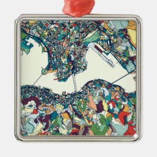 Hong Kong, China Map Metal Tree Decoration