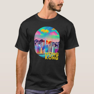 Hong Kong China Retro 90s Vaporwave Mod Colourful T-Shirt