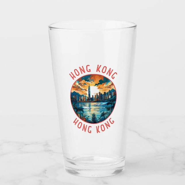 Hong Kong China Retro Distressed Circle Glass (Front)