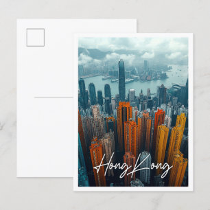 Hong Kong China Skyline Top View Postcard