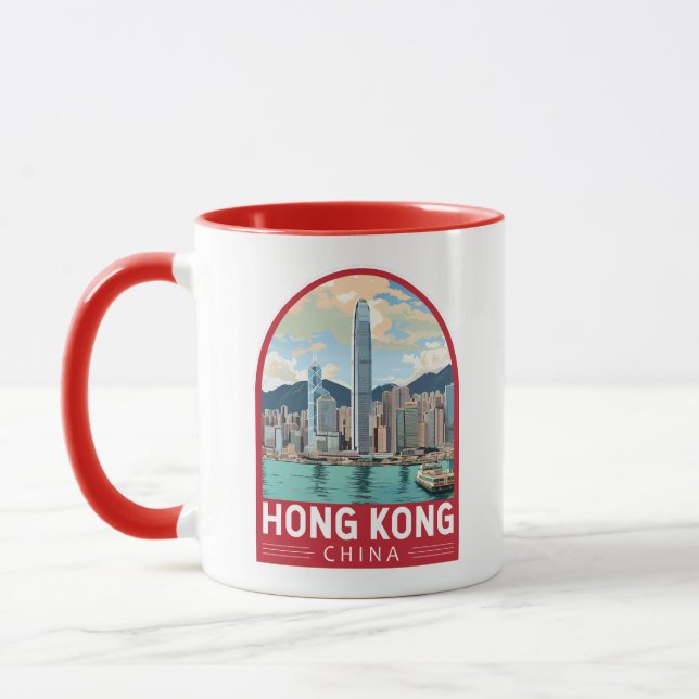 Hong Kong China Travel Art Vintage Mug (Left)