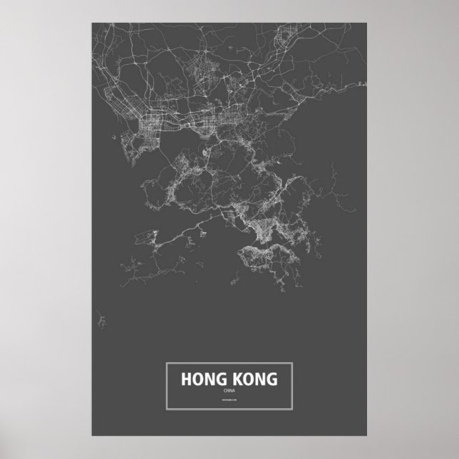 Hong Kong, China (white on black) Poster (Front)