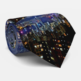 Hong Kong City Skyline Lights at Night Tie