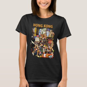 Hong Kong City Street Neon Red Travel T-Shirt