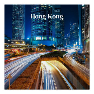 Hong Kong city traffic Poster