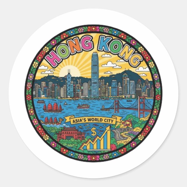 HONG KONG CLASSIC ROUND STICKER (Front)