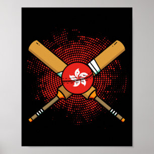 Hong Kong Cricket Racket And Ll Flag Of Hong Kong Poster