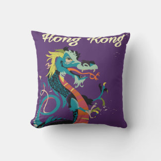 Hong Kong Dragon vintage style travel poster Cushion