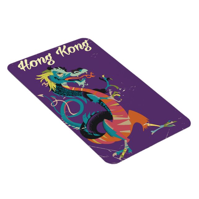 Hong Kong Dragon vintage style travel poster Magnet (Right Side)
