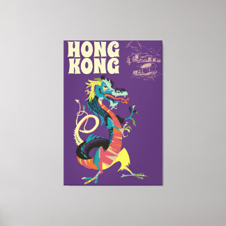 Hong Kong Dragon vintage travel poster Canvas Print