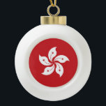 Hong Kong Flag Ceramic Ball Christmas Ornament<br><div class="desc">Hong Kong Flag Feel free to modify the design according to your own preferences. You may change the design location, orientation, background colours and size. Also, you may add your own text, or slogan set its font, location and size, all in order to create the ultimate personal gift for you...</div>