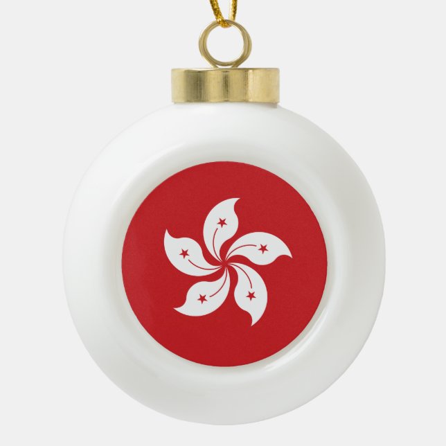 Hong Kong Flag Ceramic Ball Christmas Ornament (Front)