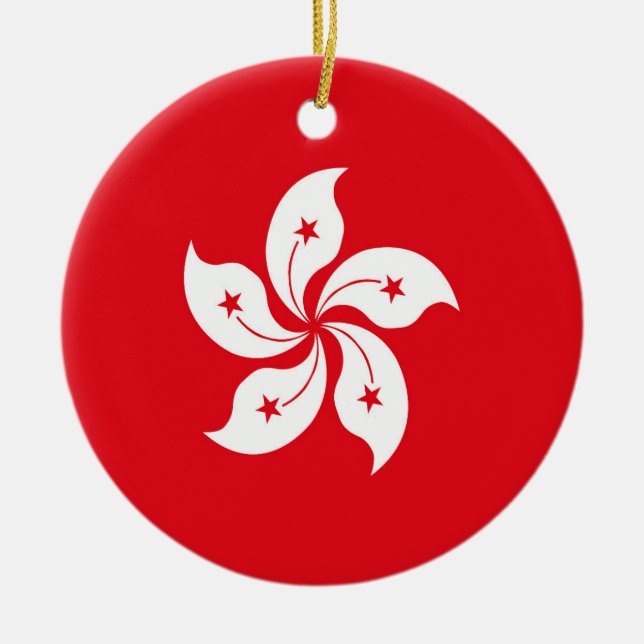 Hong Kong flag Ceramic Tree Decoration (Front)