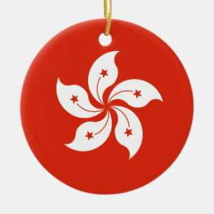 Hong Kong Flag Ceramic Tree Decoration