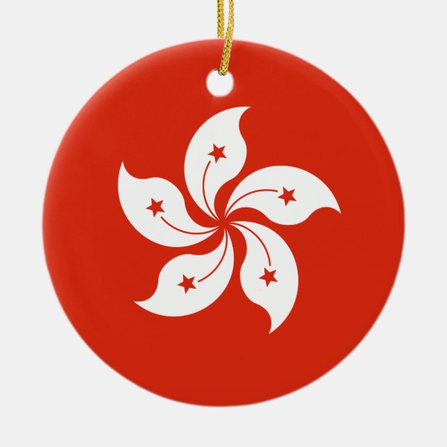 Hong Kong Flag Ceramic Tree Decoration (Front)