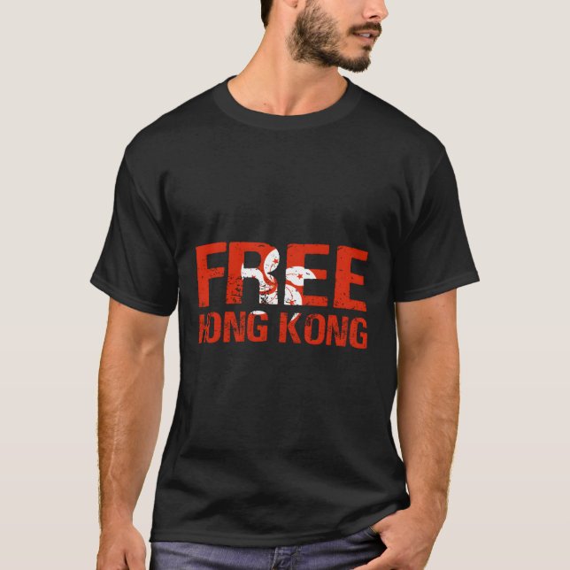 Hong Kong Flag Free Hong Kong T-Shirt (Front)