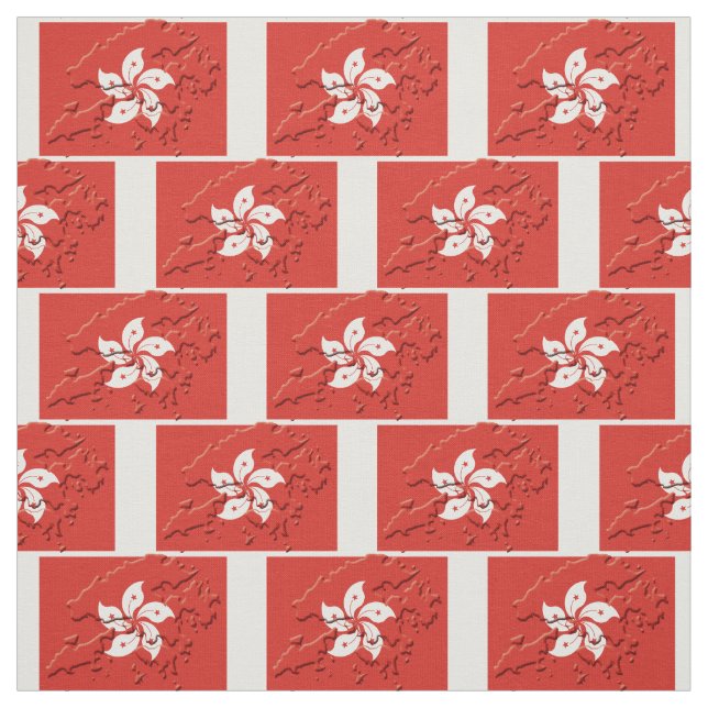HONG KONG Flag Map Outline Fabric (Swatch)