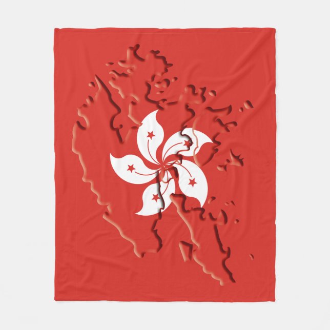 HONG KONG FLAG MAP Patriotic Fleece Blanket (Front)
