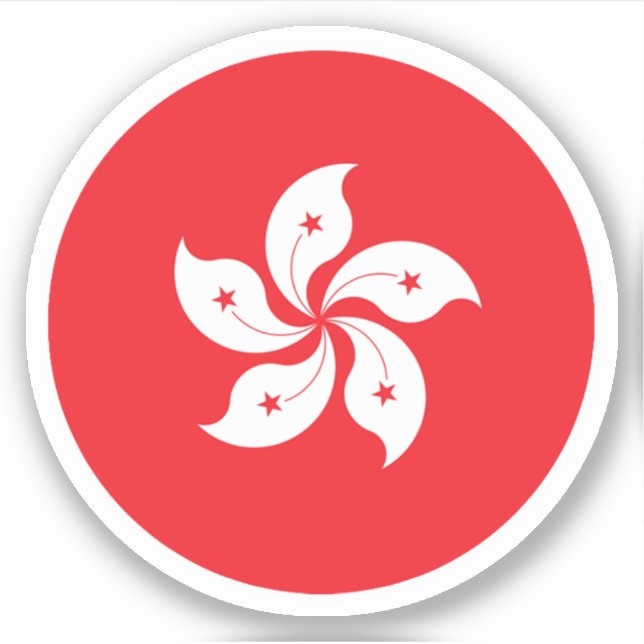 Hong Kong Flag Round Sticker (Front)