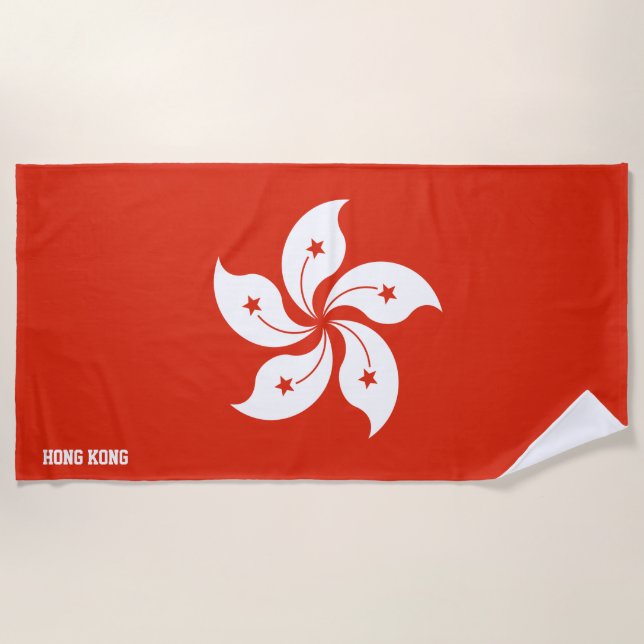 Hong Kong Flag Splendid Patriotic Beach Towel (Front)