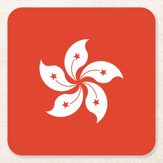 Hong Kong Flag Square Paper Coaster (Front)