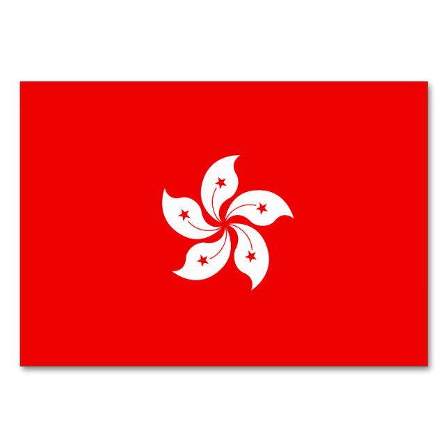 Hong Kong Flag White Orchid on Red Table Number (Front)