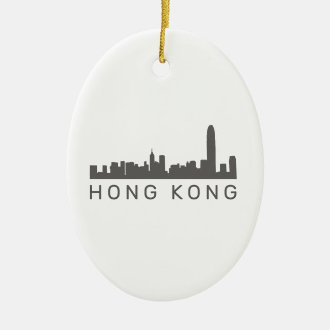 Hong Kong Gift HK Skyline Gift Ceramic Tree Decoration (Front)