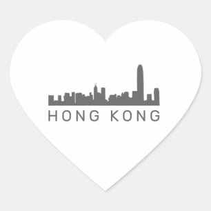 Hong Kong Gift HK Skyline Gift Heart Sticker