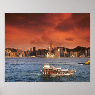 Hong Kong Harbour at Sunset Poster