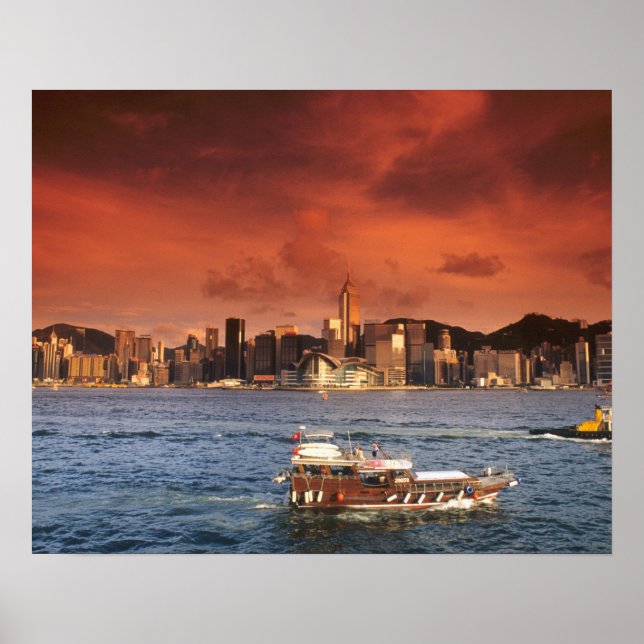 Hong Kong Harbour at Sunset Poster (Front)