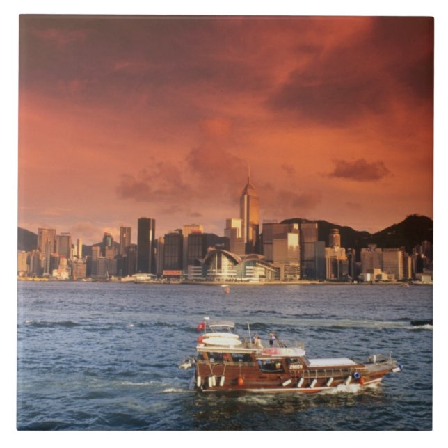 Hong Kong Harbour at Sunset Tile (Front)