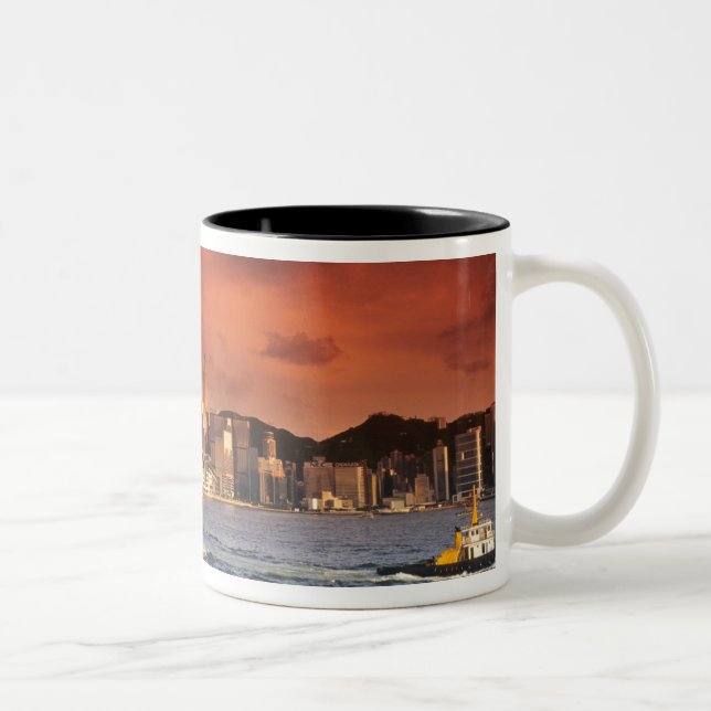 Hong Kong Harbour at Sunset Two-Tone Coffee Mug (Right)
