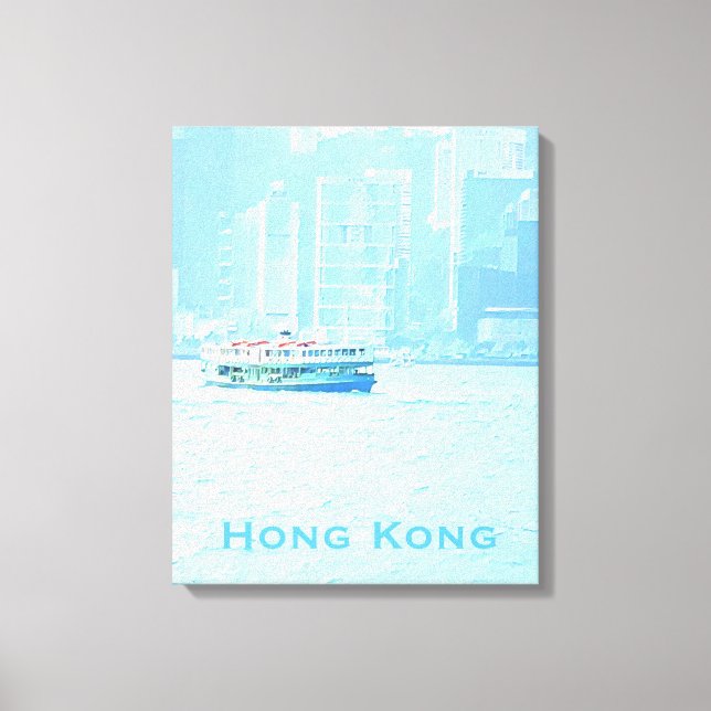 Hong Kong Harbour ferry vintage travel Canvas Print (Front)