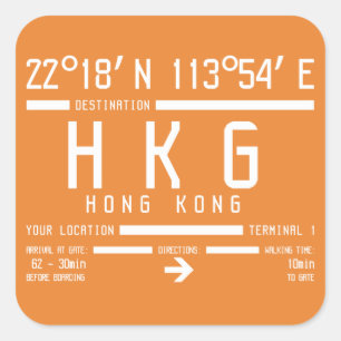 Hong Kong International Airport Code Square Sticker