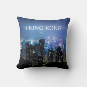 Hong Kong Island Skyline Panorama Night Souvenir Cushion